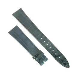 Cinturino Alligatore Blu Grigio Lucido 18/14 B32B forma classica piatto.