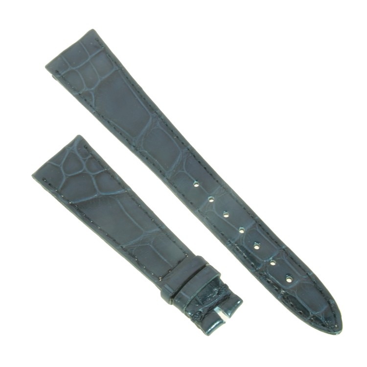 Cinturino Alligatore Blu Grigio Lucido 20/14 B32B forma classica piatto.