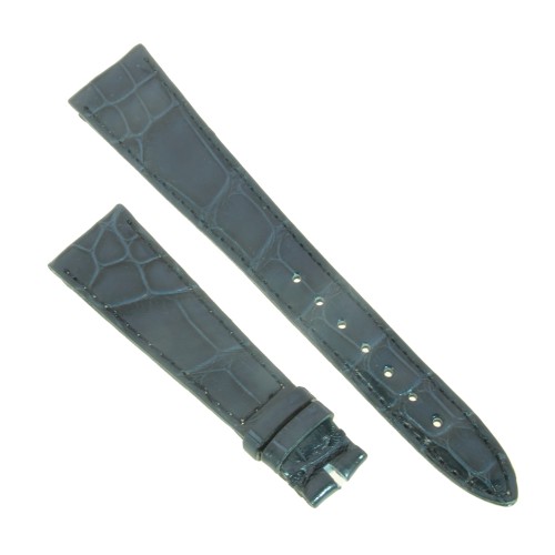 Cinturino Alligatore Blu Grigio Lucido 20/14 B32B forma classica piatto.