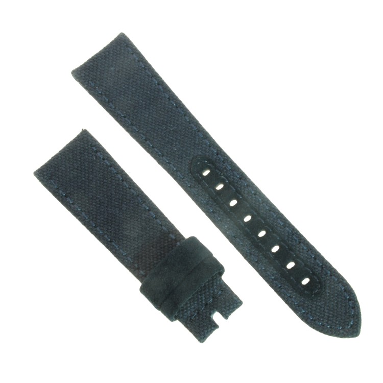 Cinturino Tessuto di Cotone Riciclato Blu opaco 22/18 mm B42B classico.
