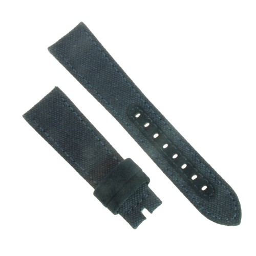 Cinturino Tessuto di Cotone Riciclato Blu opaco 22/18 mm B42B classico.