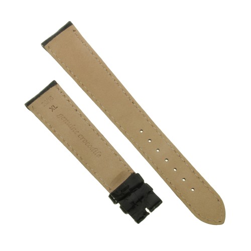 Cinturino XL Coccodrillo Nero Lucido 20/16 mm B40B forma classica.