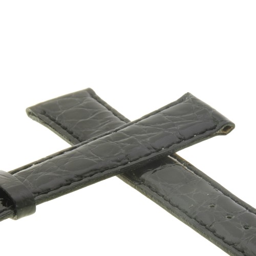 Cinturino XL Coccodrillo Nero Lucido 20/16 mm B40B forma classica.