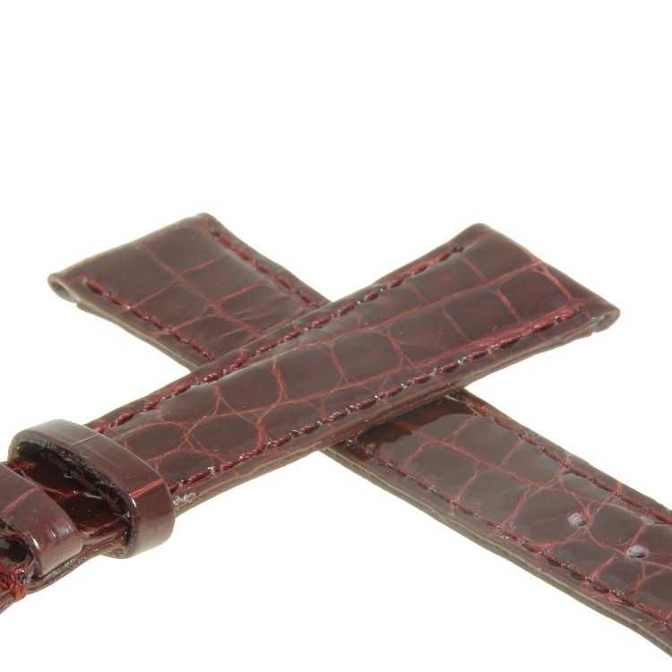 Cinturino Alligatore Bordeaux Lucido 18/14 B32B forma classica piatto.