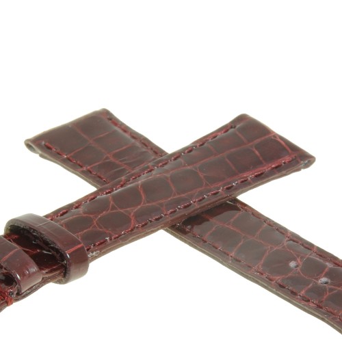 Cinturino Alligatore Bordeaux Lucido 18/14 B32B forma classica piatto.