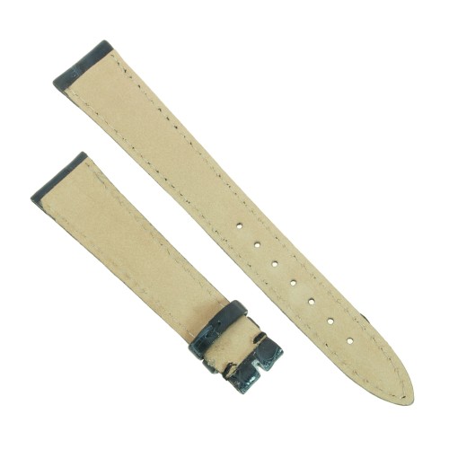 Cinturino Alligatore Blu Grigio Lucido 18/14 B32B forma classica piatto.