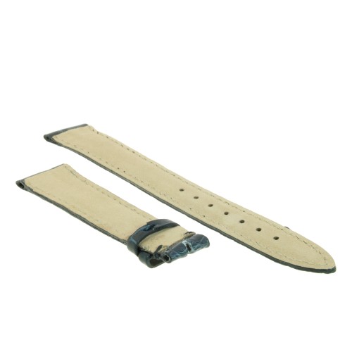 Cinturino Alligatore Blu Grigio Lucido 18/14 B32B forma classica piatto.