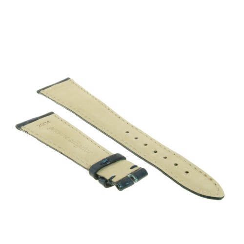 Cinturino Alligatore Blu Grigio Lucido 20/14 B32B forma classica piatto.