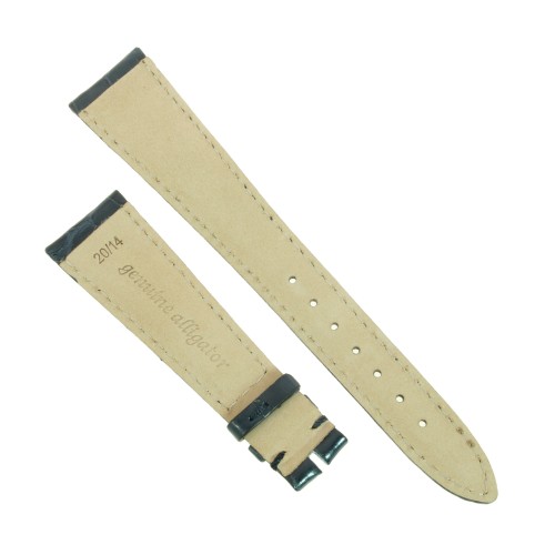 Cinturino Alligatore Blu Grigio Lucido 20/14 B32B forma classica piatto.