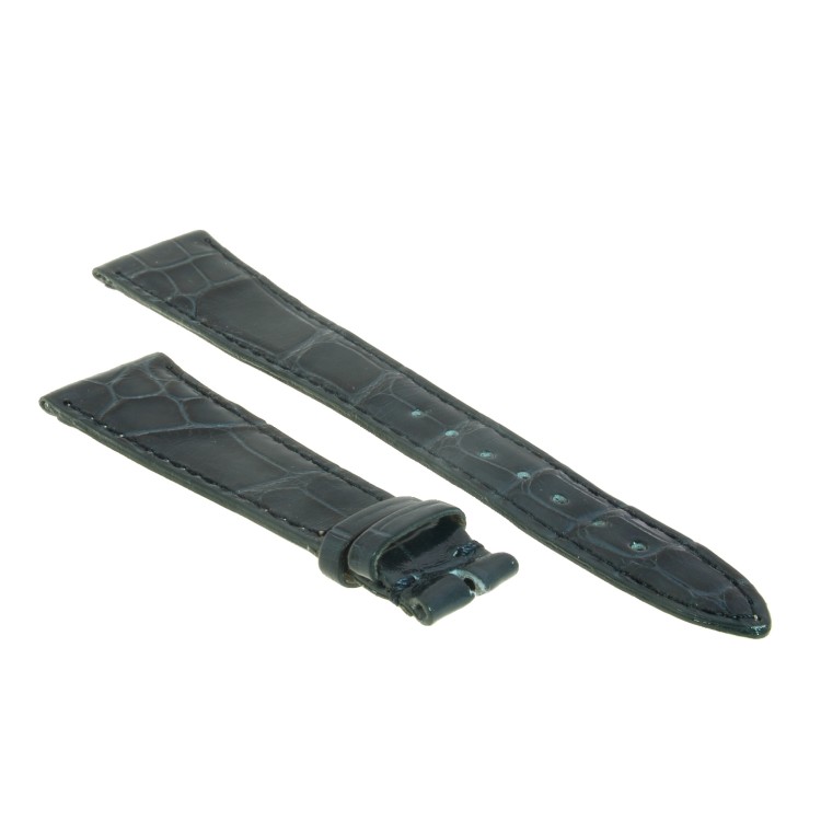 Cinturino Alligatore Blu Grigio Lucido 20/14 B32B forma classica piatto.
