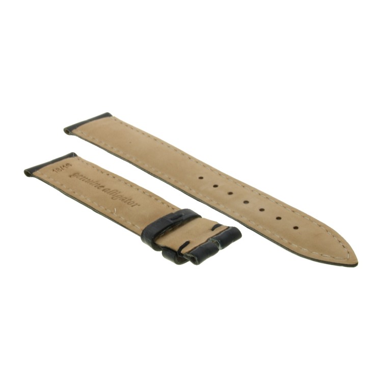 Cinturino Alligatore Blu Grigio Lucido 18/16 B40B forma classica.