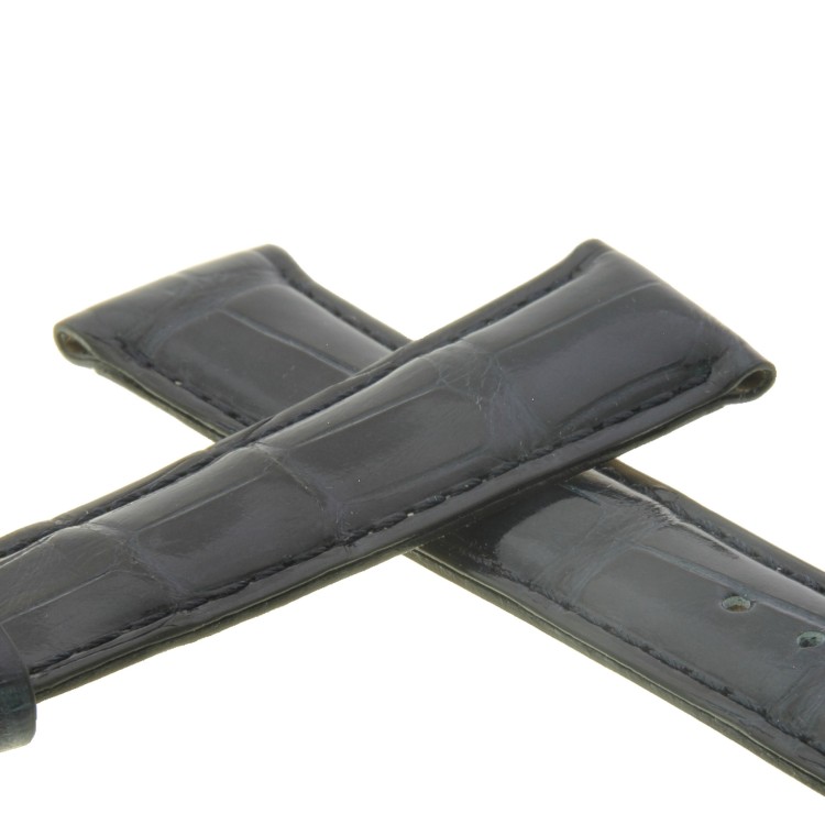 Cinturino Alligatore Blu Grigio Lucido 18/16 B40B forma classica.