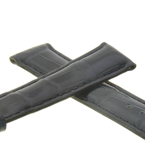 Cinturino Alligatore Blu Grigio Lucido 18/16 B40B forma classica.