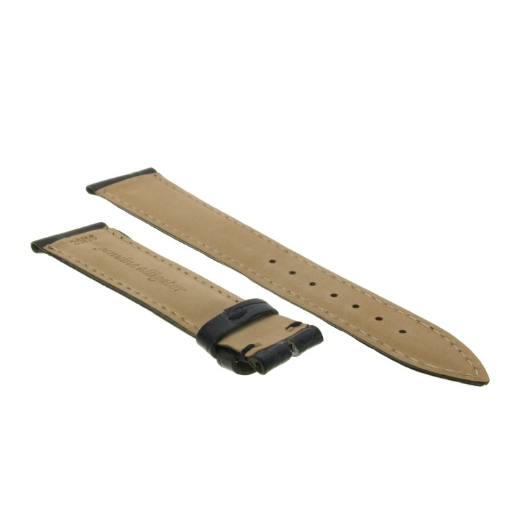 Cinturino Alligatore Blu Grigio Lucido 20/16 B40B forma classica.