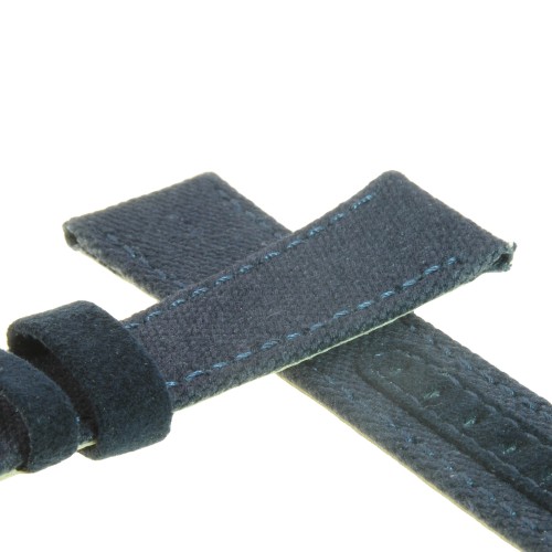 Cinturino Tessuto di Cotone Riciclato Blu opaco 22/18 mm B42B classico.
