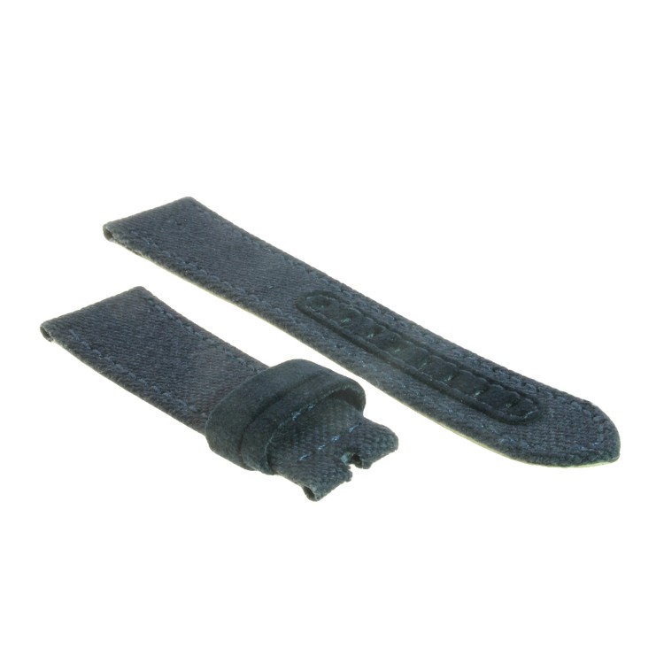 Cinturino Tessuto di Cotone Riciclato Blu opaco 22/18 mm B42B classico.