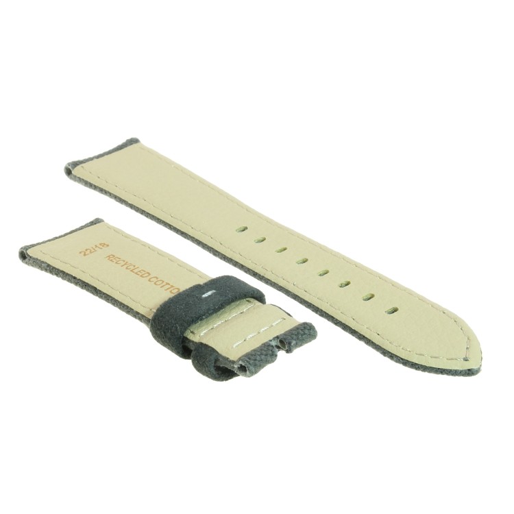 Cinturino Tessuto di Cotone Riciclato Grigio opaco 22/18 mm B42B classico.