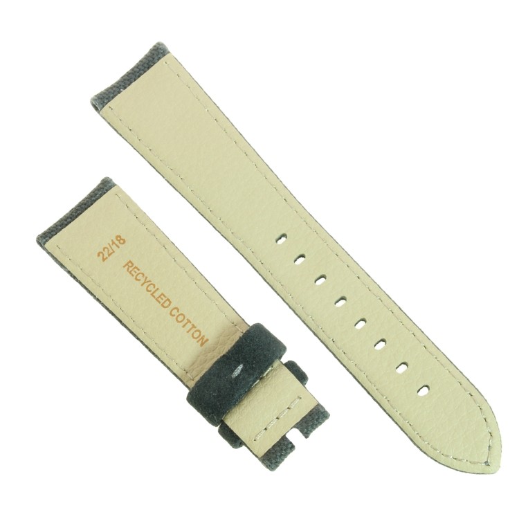 Cinturino Tessuto di Cotone Riciclato Grigio opaco 22/18 mm B42B classico.
