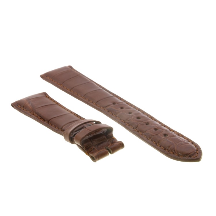 Cinturino Alligatore Marrone Gold Opaco 20/16 mm B37B forma classica