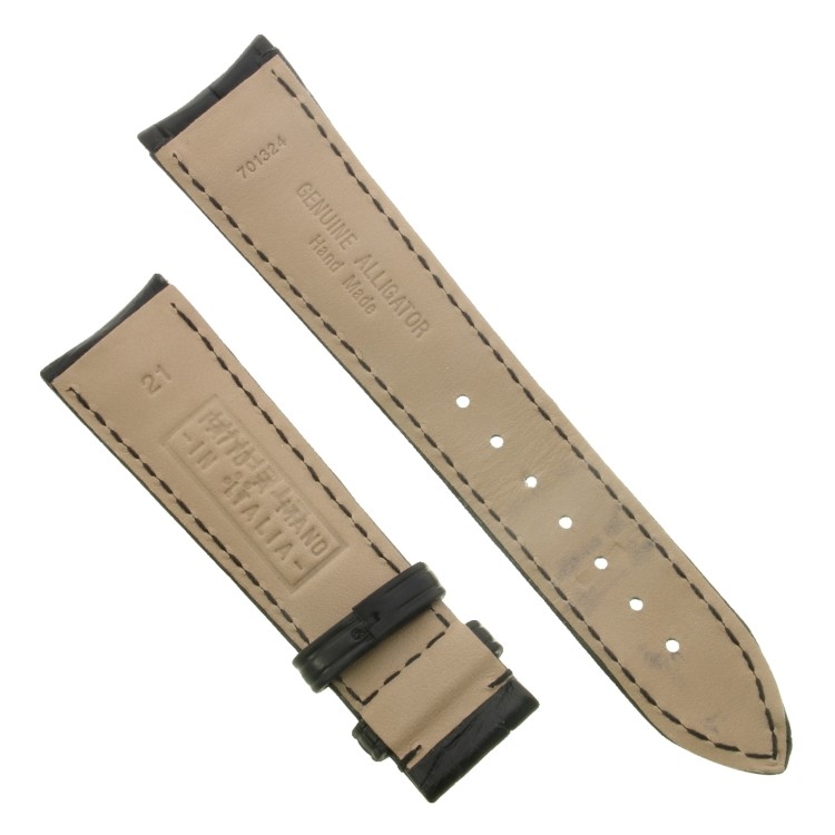 Cinturino Sartoriale Alligatore Nero opaco 21/18 mm B50BC ansa curva classico..