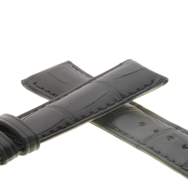 Cinturino Sartoriale Alligatore Nero opaco 21/18 mm B50BC ansa curva classico..