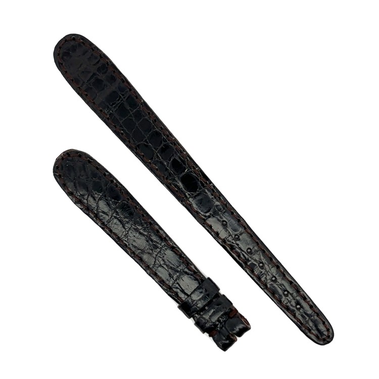 Cinturino aperto Sartoriale Coccodrillo Lucido Nero per ansa fissa 14/10 mm B20B cucito