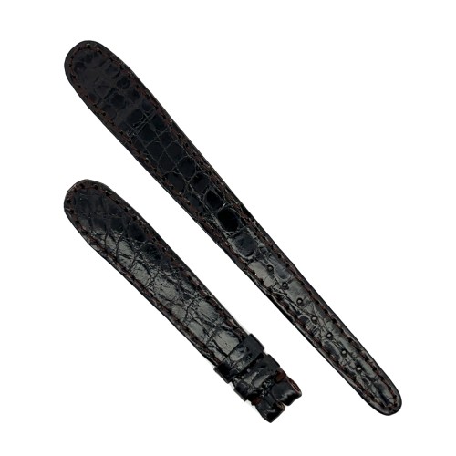 Cinturino aperto Sartoriale Coccodrillo Lucido Nero per ansa fissa 14/10 mm B20B cucito