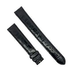 Cinturino XL Coccodrillo Nero Lucido 18/16 mm B40B forma classica.