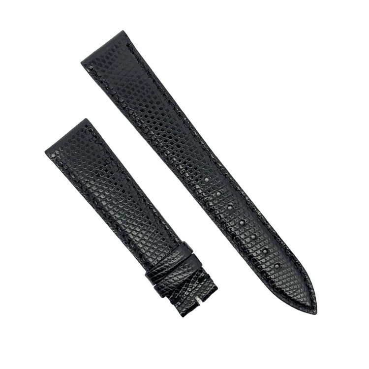 Cinturino Sartoriale Lucertola Nero Semilucido Piatto 19/16 mm B25B forma classica.