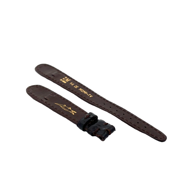 Cinturino aperto Sartoriale Coccodrillo Lucido Nero per ansa fissa 14/10 mm B20B cucito