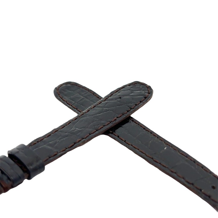 Cinturino aperto Sartoriale Coccodrillo Lucido Nero per ansa fissa 14/10 mm B20B cucito