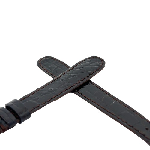 Cinturino aperto Sartoriale Coccodrillo Lucido Nero per ansa fissa 14/10 mm B20B cucito