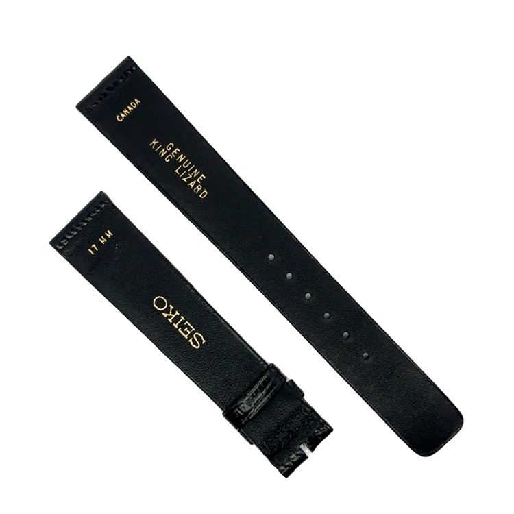 SEIKO Cinturino Lucertola Nero Lucido 17/15 mm B25N spessore 2,5 mm