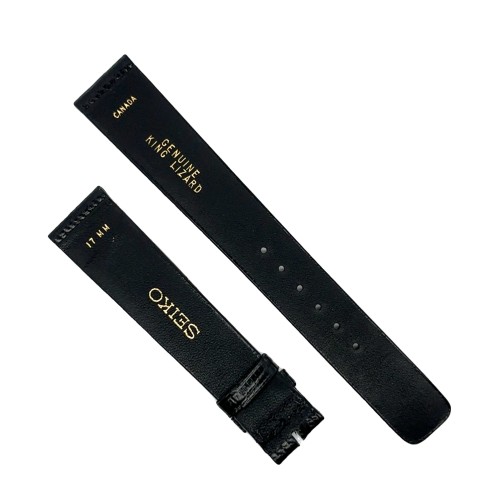 SEIKO Cinturino Lucertola Nero Lucido 17/15 mm B25N spessore 2,5 mm