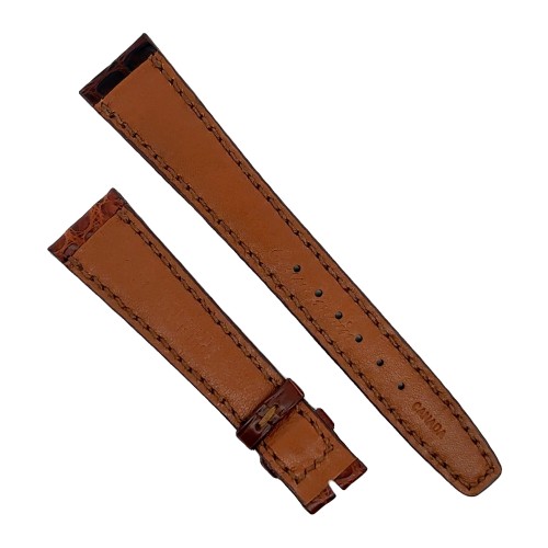 Cinturino Sartoriale Alligatore Marrone Medio opaco 18/14 mm B33M  classico con fodera marrone in pelle pieno fiore punta piatt