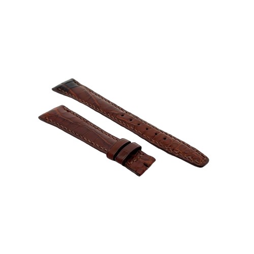 Cinturino Sartoriale Alligatore Marrone Medio opaco 18/14 mm B33M  classico con fodera marrone in pelle pieno fiore punta piatt