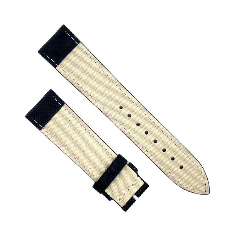 Cinturino Water Resistant Gomma Nero Stampa Tessuto opaco 20/18 mm B47B classico spessore 4,7 mm