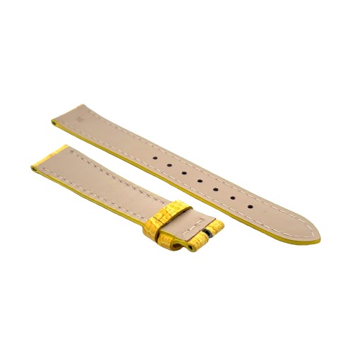 Cinturino Sartoriale Stampa Lucertola Tejus Giallo Lucido 16/14 mm B35B forma classica.