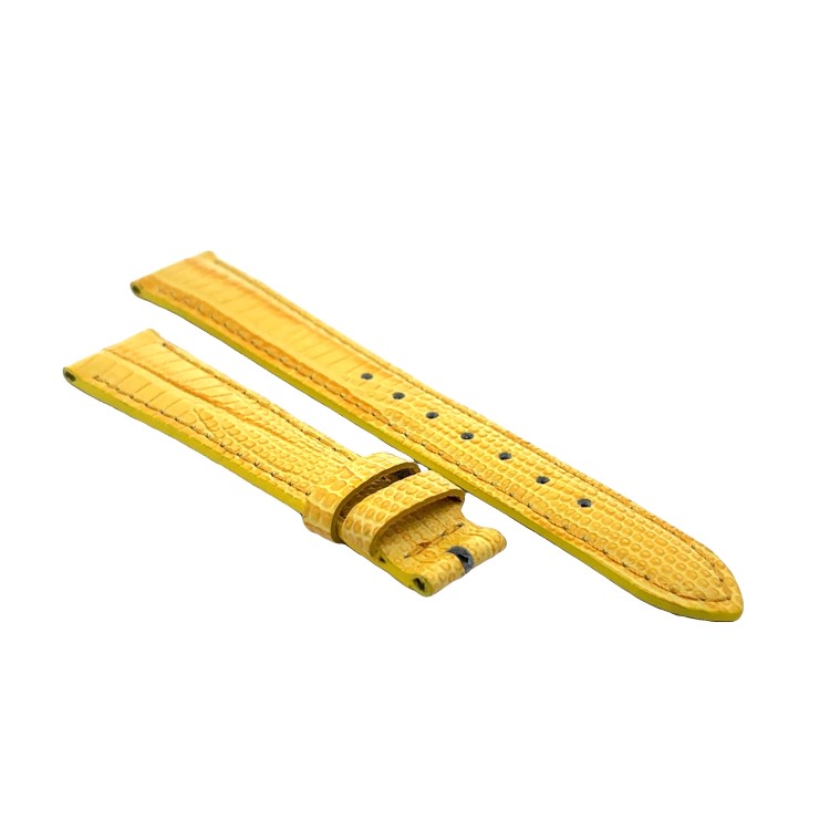 Cinturino Sartoriale Stampa Lucertola Tejus Giallo Lucido 16/14 mm B35B forma classica.