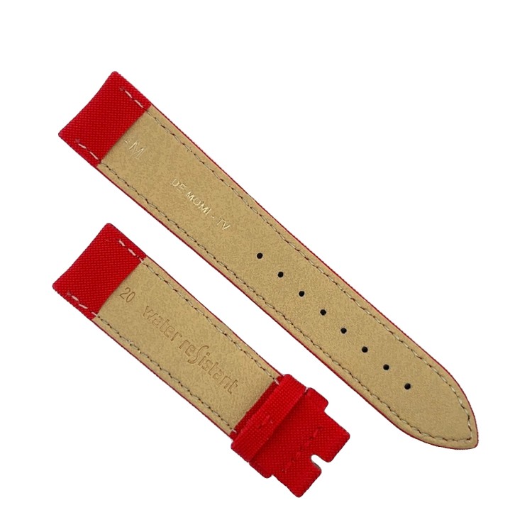 Cinturino Water Resistant Tessuto Sintetico Rosso opaco 20/18 mm classico cuciture Nere