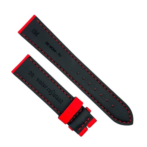 Cinturino Water Resistant Sintetico Classico Bombato Rosso liscio opaco 20/18 mm B50BN