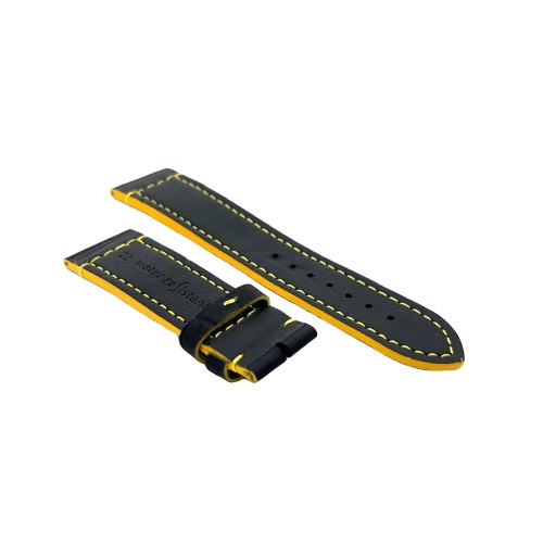 Cinturino Water Resistant Gomma Nero Stampa Alligatore opaco 22/20 mm B42N classico spessore 4,2 mm cuciture gialle