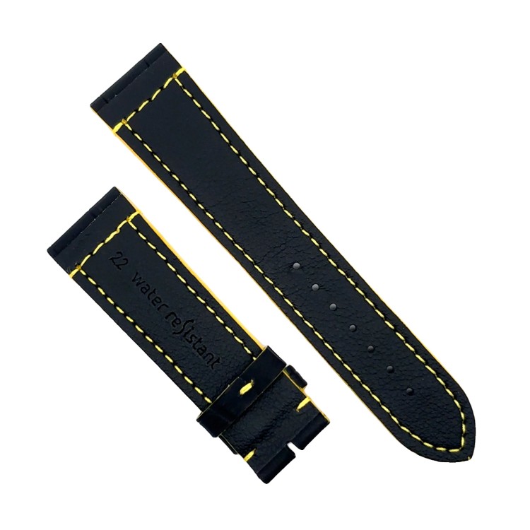 Cinturino Water Resistant Gomma Nero Stampa Alligatore opaco 22/20 mm B42N classico spessore 4,2 mm cuciture gialle