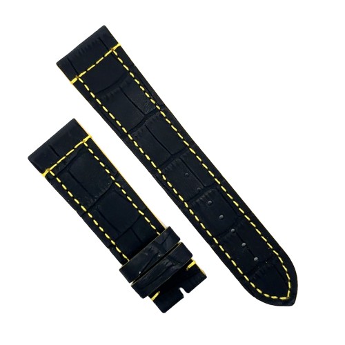 Cinturino Water Resistant Gomma Nero Stampa Alligatore opaco 22/20 mm B42N classico spessore 4,2 mm cuciture gialle