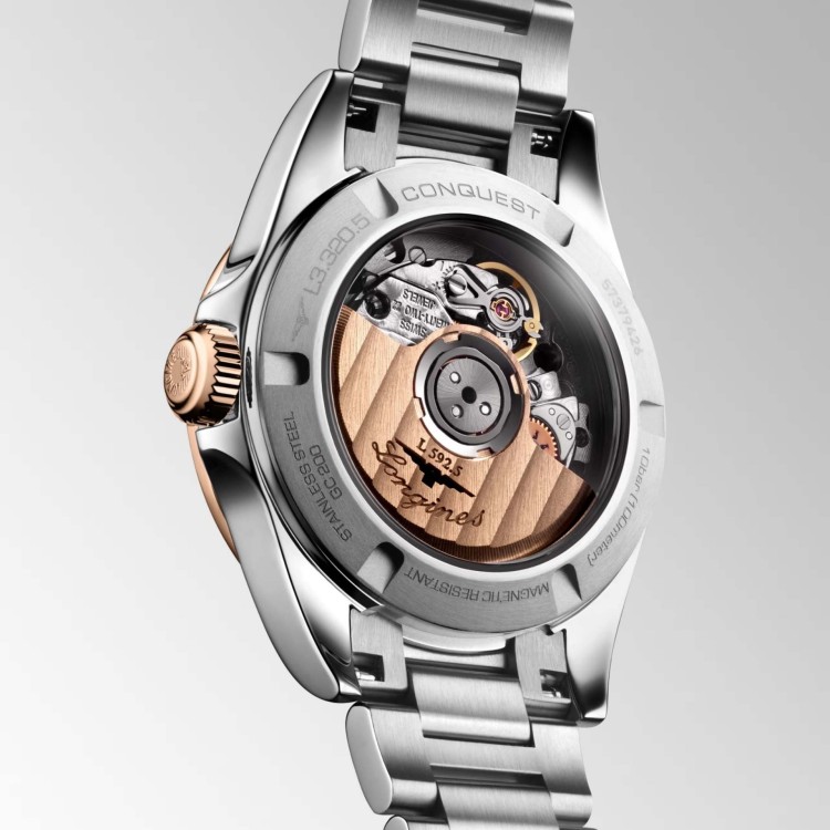 Longines Conquest L3.320.5.72.6 Automatico 30 mm Acciaio e oro rosa, Argentè Bracciale Acciaio