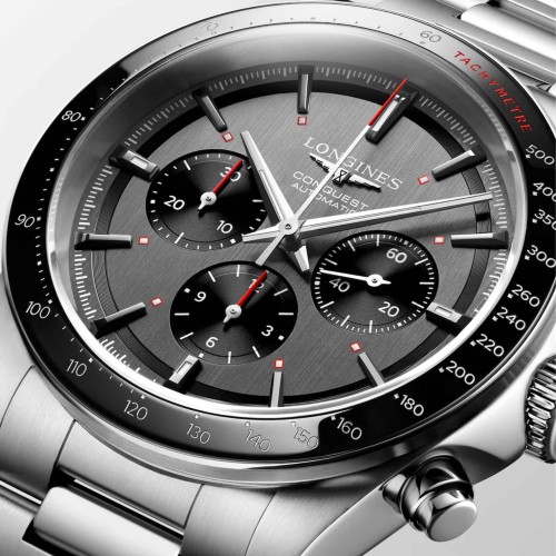 Longines Conquest L3.836.4.52.9 Automatico 42 mm Antracite Bracciale Acciaio