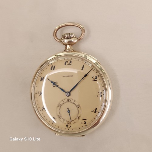 LONGINES Orologio da tasca in Oro Giallo 14 kt misura 48,5 x 11 mm Meccanico a Carica Manuale Champagne Arabi