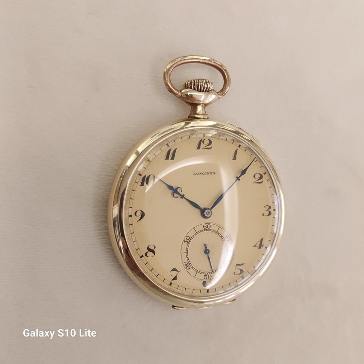 LONGINES Orologio da tasca in Oro Giallo 14 kt misura 48,5 x 11 mm Meccanico a Carica Manuale Champagne Arabi