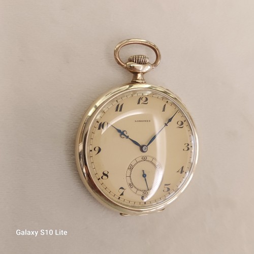 LONGINES Orologio da tasca in Oro Giallo 14 kt misura 48,5 x 11 mm Meccanico a Carica Manuale Champagne Arabi