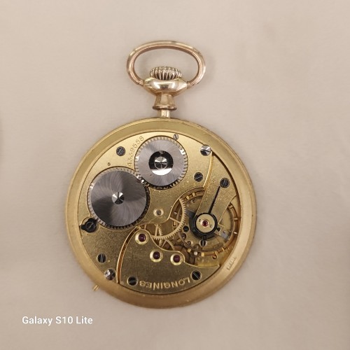 LONGINES Orologio da tasca in Oro Giallo 14 kt misura 48,5 x 11 mm Meccanico a Carica Manuale Champagne Arabi